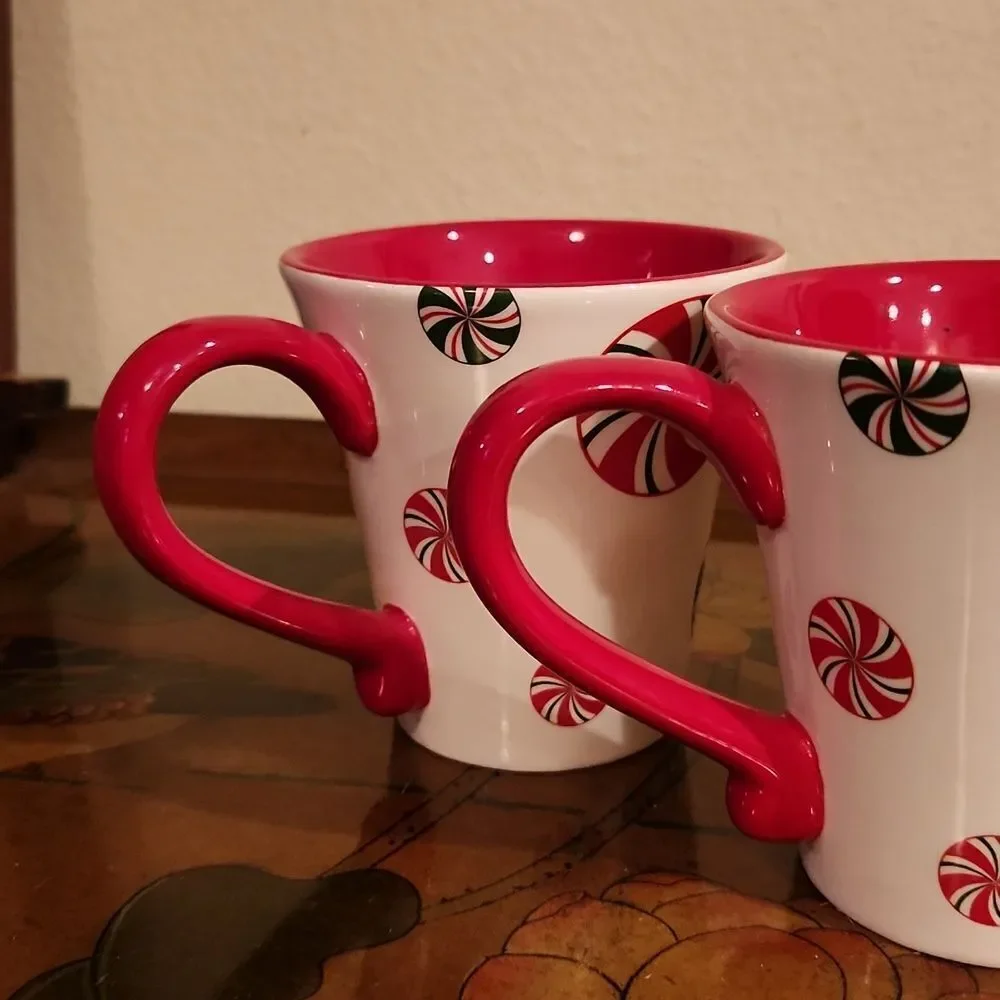 Pier 1 Imports Candy Cane Cup Mug 10oz. Set of 2